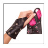 Fingerless Glove- TS0101 black leather/hot pink lining