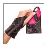 Fingerless Glove- TS0001 black leather/hot pink lining