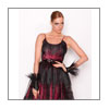 Fingerless Glove-  Model wearing TS0701 black leather/hot pink lining with black ostrich feathers trim